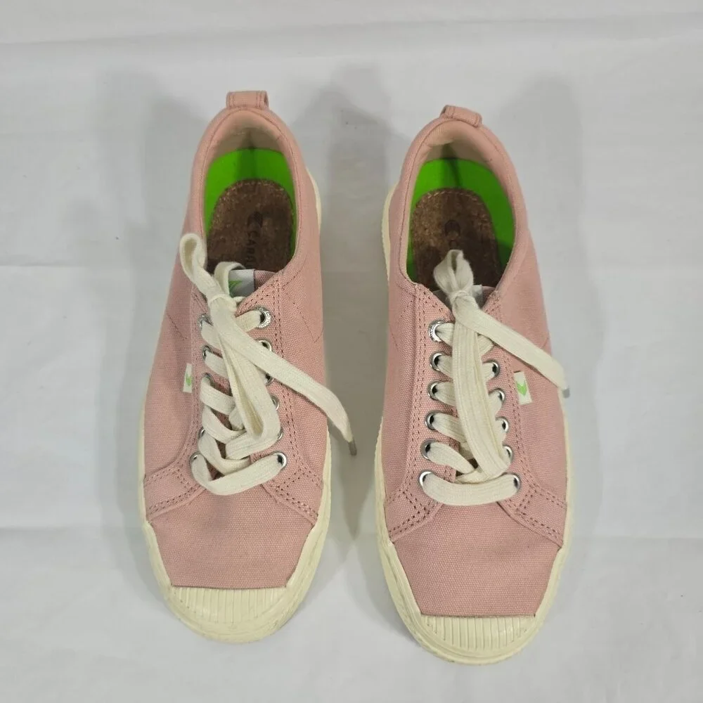 Cariuma Pink Canvas Sneakers Women Size 9.5 Lace Up Low Top Casual Eco Friendly